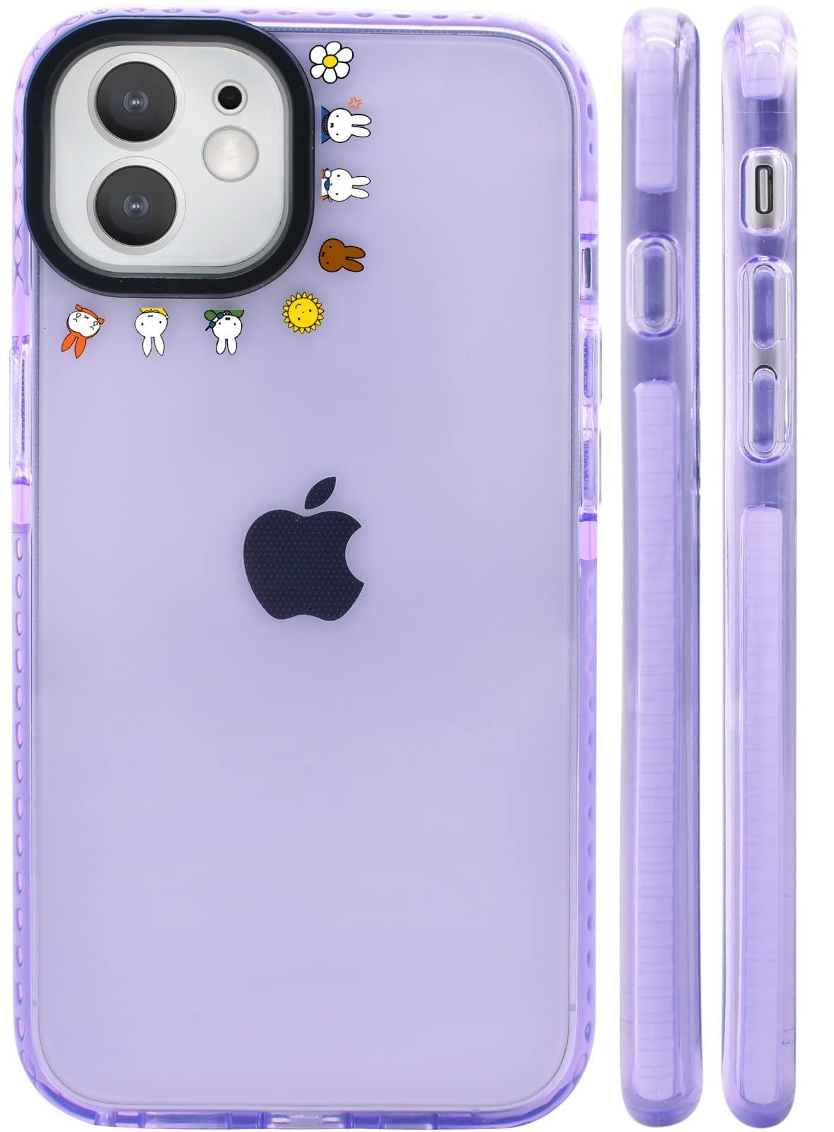 ミッフィー iPhone12 / 12 Pro 用 ケース スマホケース アイフォン12 カバー 【全機種対応】 カバー かわいい TPU レンズ保護 ワイヤレス充電対応 指紋防止 紫の透明ケース かわいい サイドデザイ