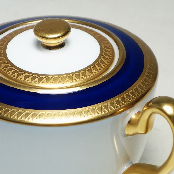 美品＊大倉陶園OKURA瑠璃片葉金蝕ティーポットシュガークリーマー