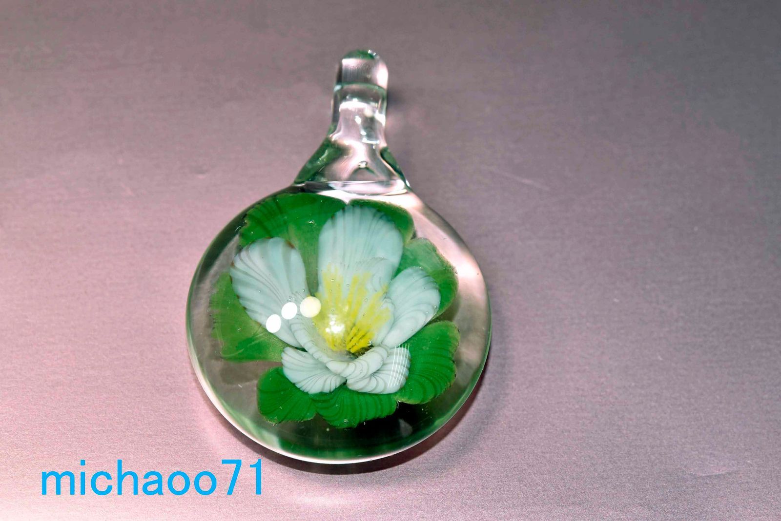 フラワー ガラスのペンダントトップ (12098-P21)GLASS FLOWER 透き通っ