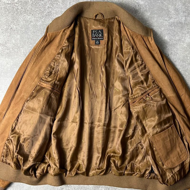 90s Jos.A.Bank サテン ライナー付き 本革 スエード レザー ジャケット 