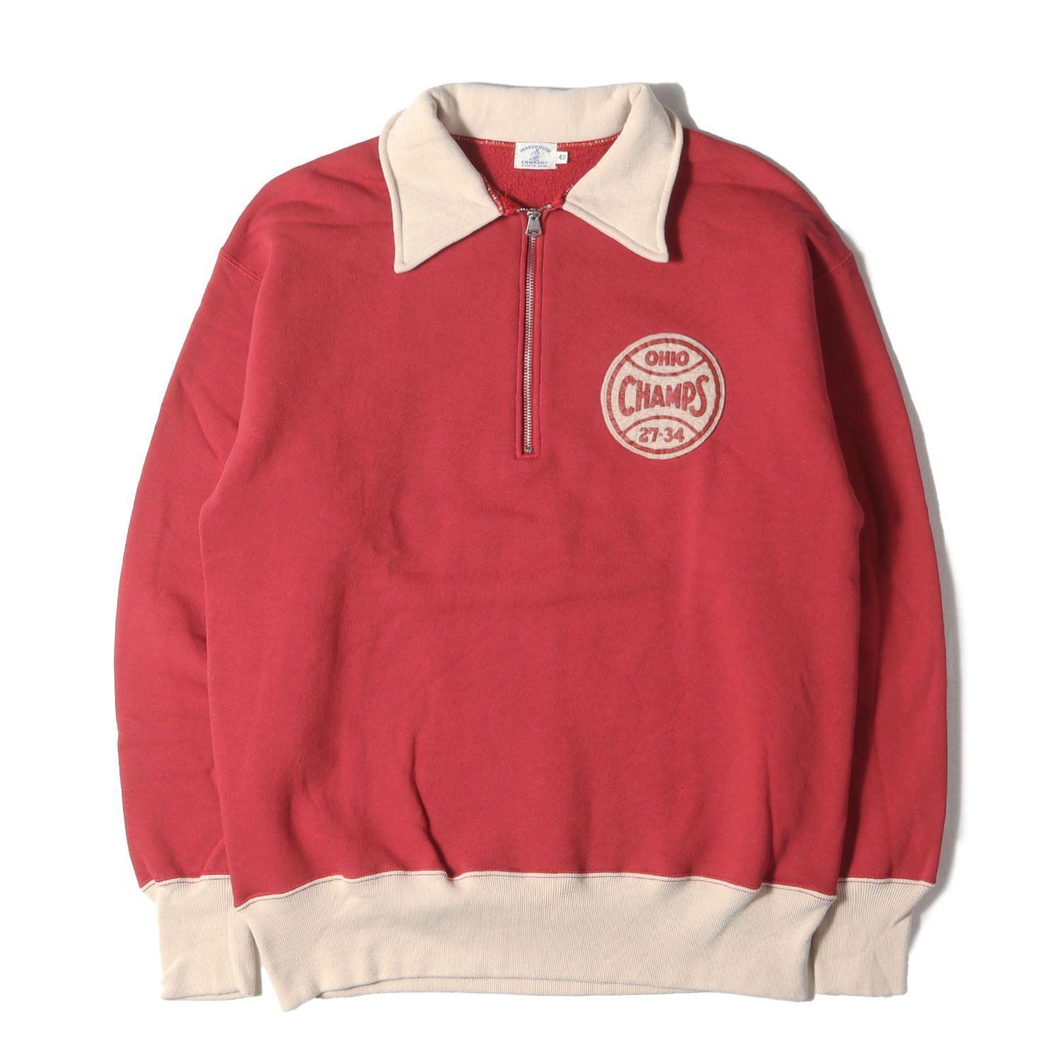 美品】WAREHOUSE ウエアハウス スウェット レッド サイズ:42(XL