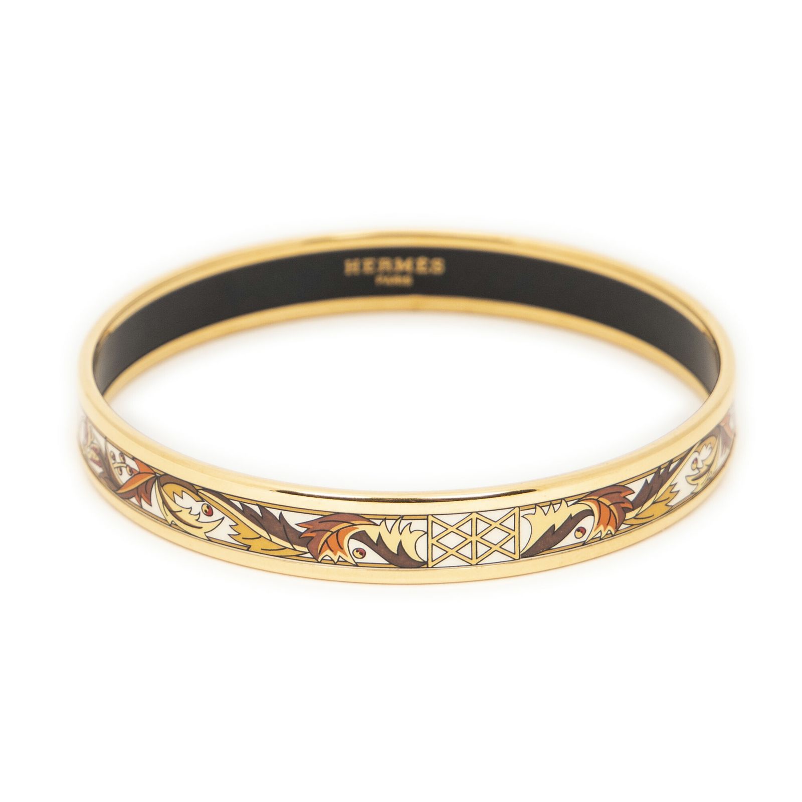 HERMES エルメスエナメルバングル茶色 金金メッキA