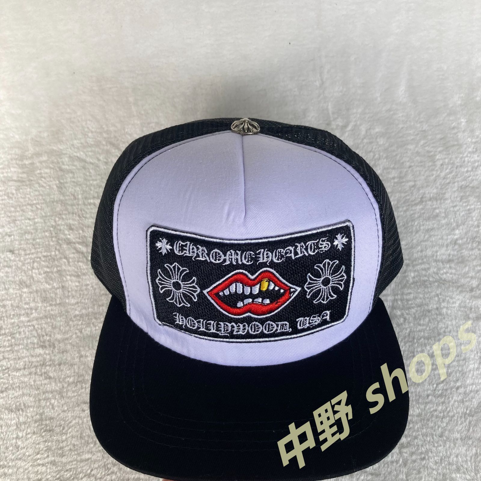 クロムハーツ マッティボーイ CHメッシュキャップ ブラック×ホワイト