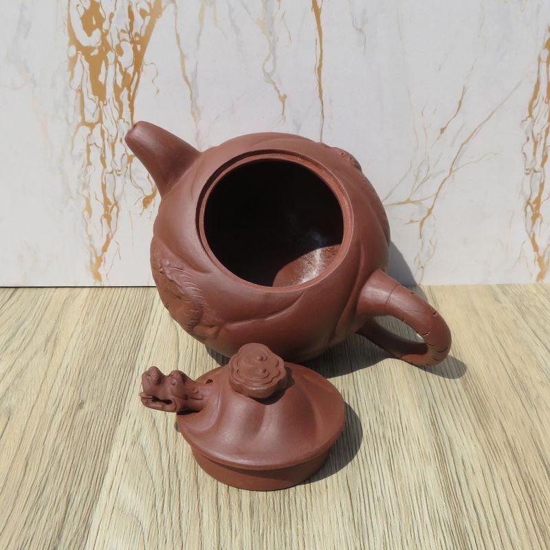 龍鳳紫砂壺  中国宜興  紫泥急須・茶壺・茶道具 魚化龍壺 紫砂壺 中国宜興紫砂壺・紫泥急須・茶壺・茶道具