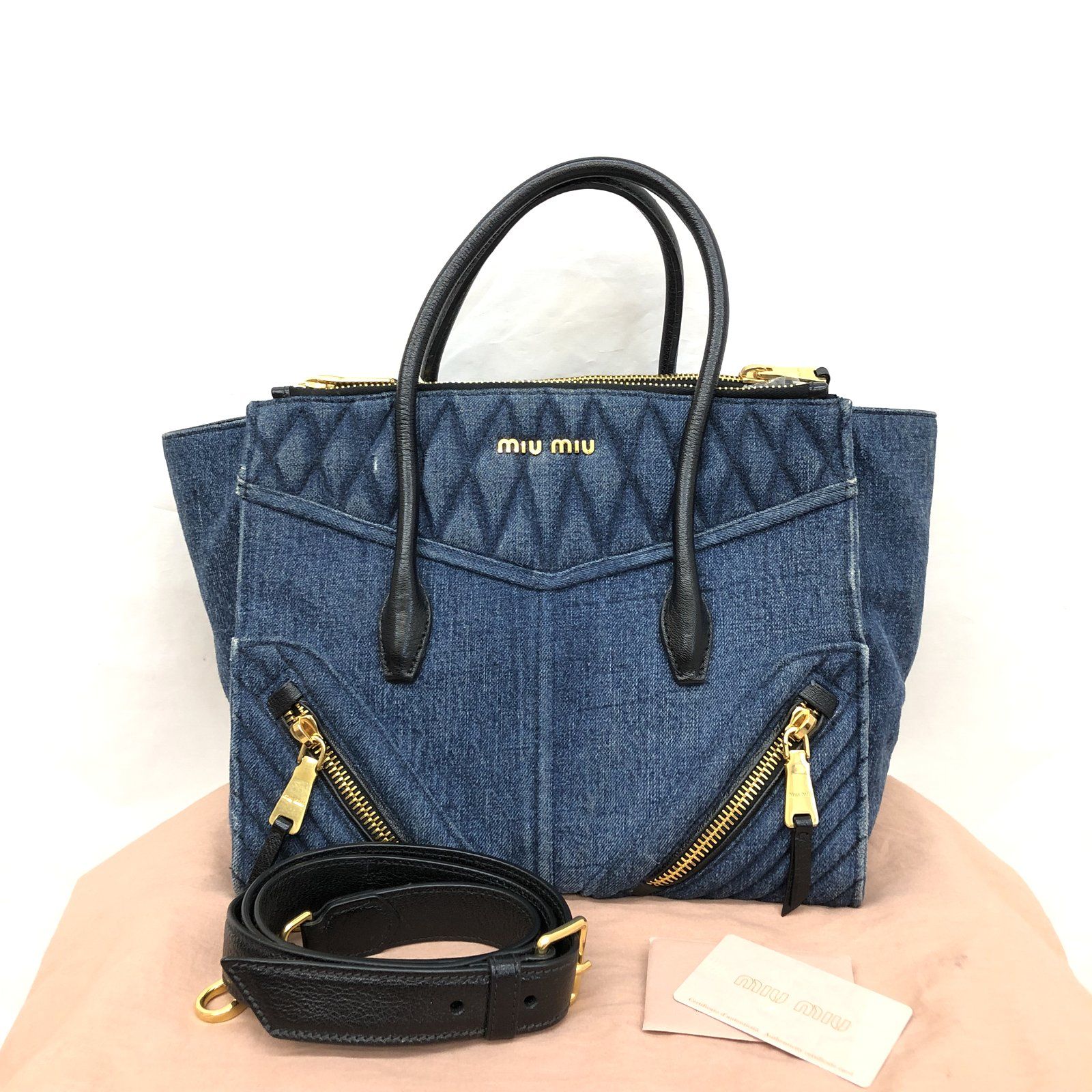 MIU MIU ミュウミュウ ハンドバッグ RN1031 DENIM BIKER - メルカリShops