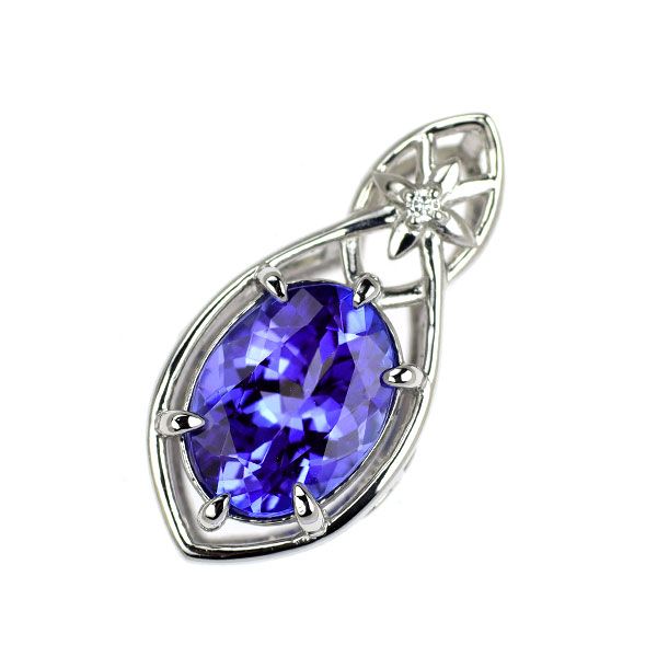 Pt950天然タンザナイト1.14ct ダイヤ付ネックレス 約45cm