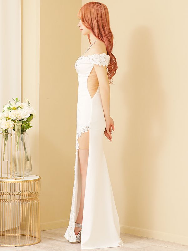 ANGEL R/エンジェルアール　レースオフショルダーロングドレス　キャバドレス ANGEL R/エンジェルアール】フラワービジュー/ レースオフ