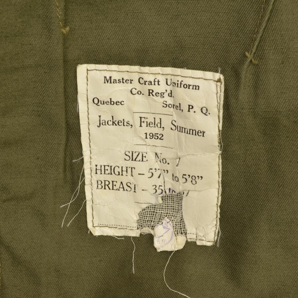 50sカナダ軍サマーフィールドジャケット VINTAGE】50s カナダ軍 CANADA ARMY SUMMER FIELD JKT サマー