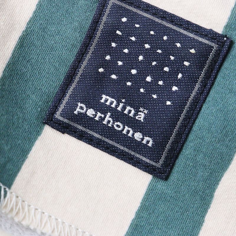 ミナペルホネン mina perhonen finger stripe 裏毛コットンプルオーバーワンピース 38 ベージュ×グリーン┃ 2400014629774 NICORILABO_COM