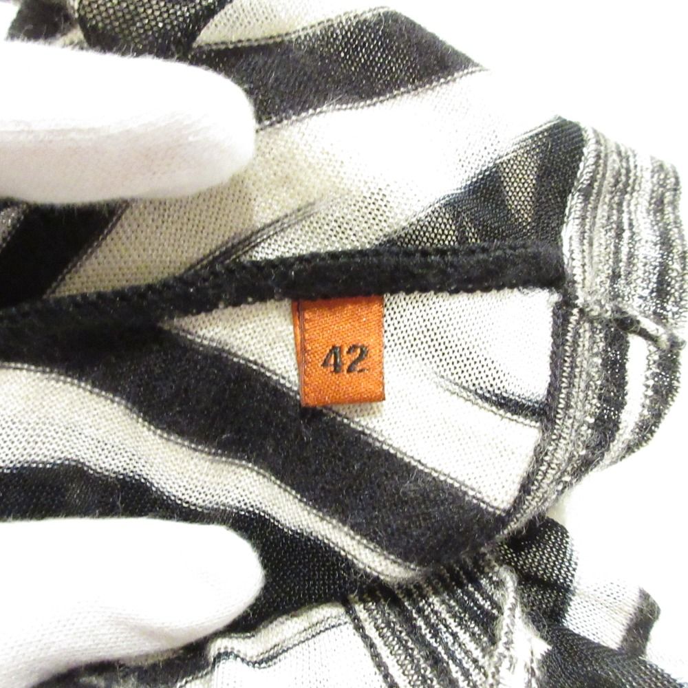 美品 MISSONI ミッソーニ 総柄 カシミヤ シルクブレンド ニットカーディガン 42 ブラック ホワイト レディース 古着 中古 美品 MISSONI ミッソーニ 総柄 カシミヤ シルクブレンド ニット