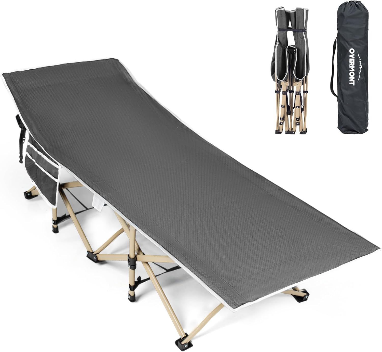 大特価 Overmont アウトドアコット 耐荷重250kg 71cmワイド