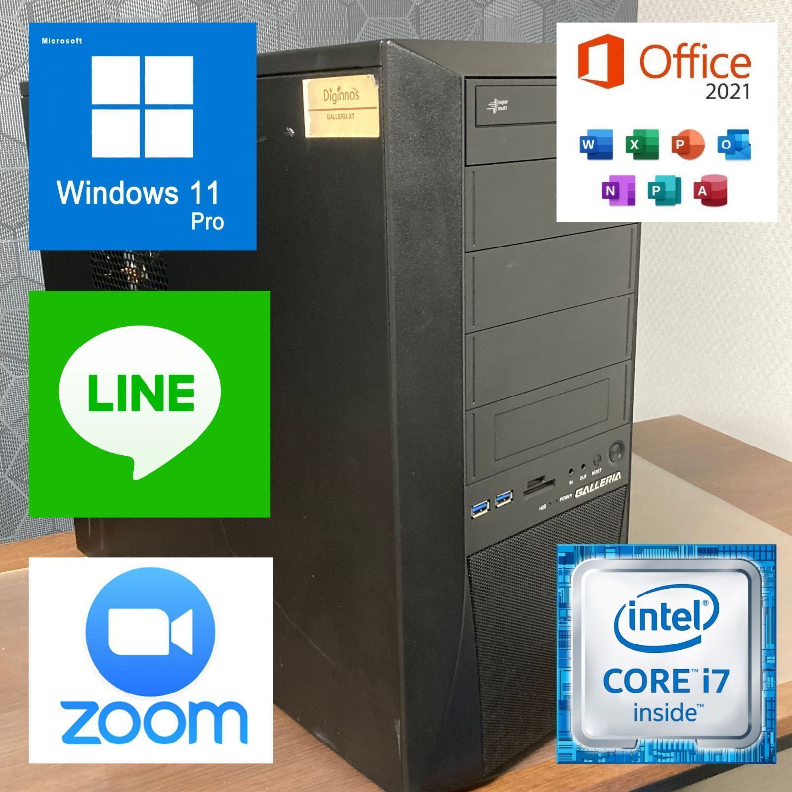 ガレリア ゲーミングPC Core i7 6700kCPU＠4.00GHｚ GF-GTX1060-6GB 32GB SSD 512GB HDD 1TB  2021office LINE Zoom HDMIケーブル