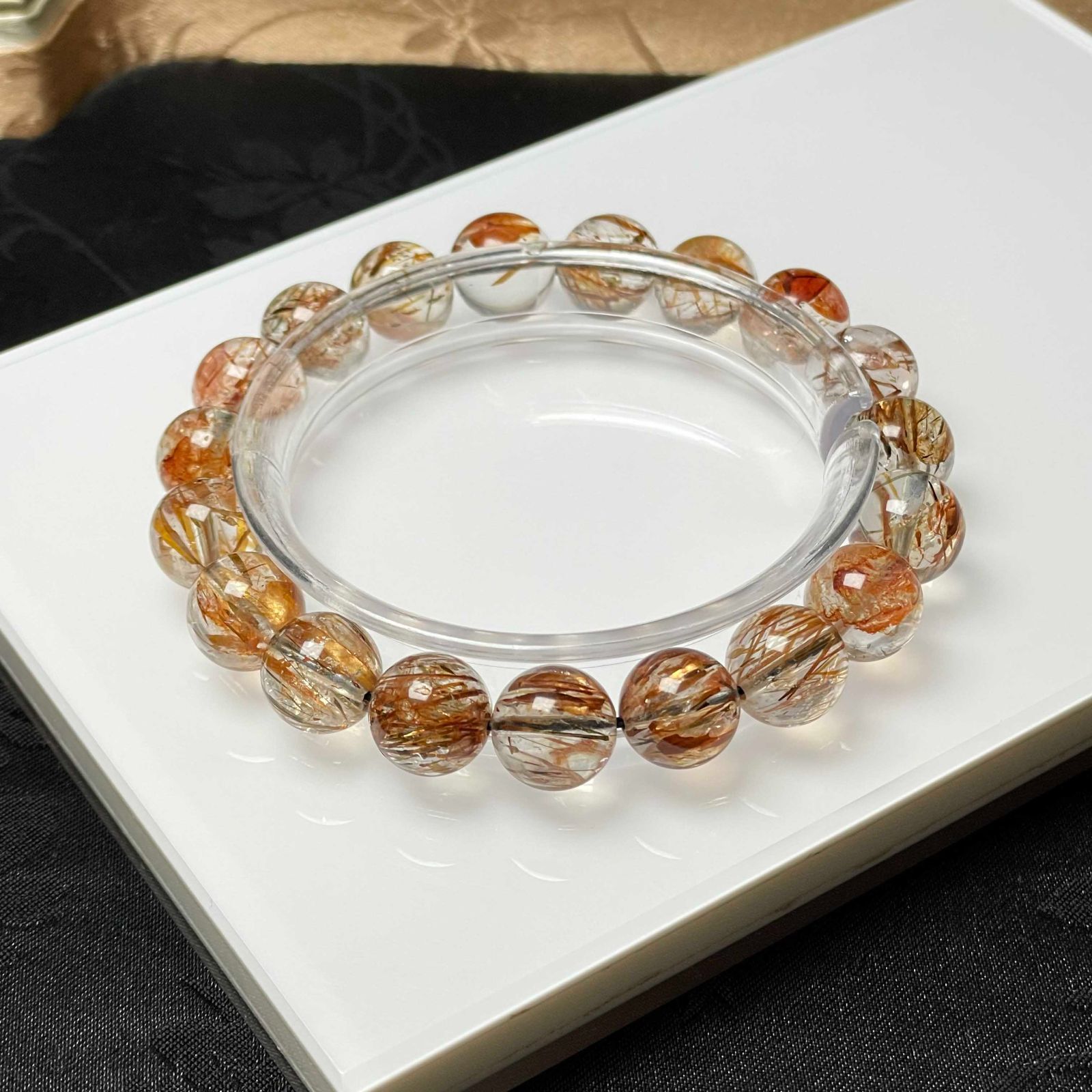 EU製 ゴールドスーパーセブン パワーストーン ブレスレット 天然石 原石 お守り プレゼント 10.3-11.1mm ZB9452