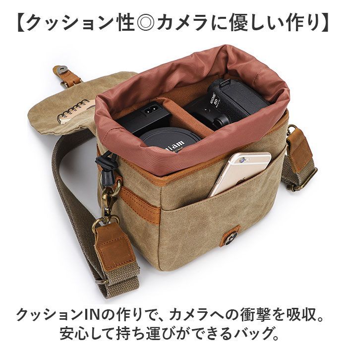 ☆ チャコールグレー ☆ カメラバッグ 2WAY カメラバッグ ショルダー 斜め掛けバッグ ショルダーバッグ カメラケース 斜め掛け ななめがけ 撮影バッグ 仕切り 一眼レフ 撥水性 小さめ 男女兼用 ミラーレス 持ち運び コンパクト シンプル 無地