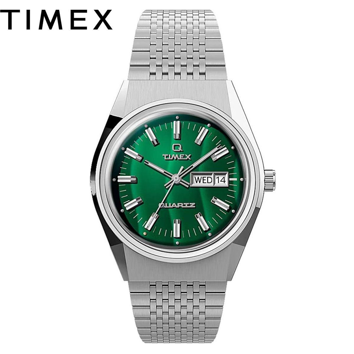 TIMEX Q Falcon Eye タイメックス キュー ファルコン アイ グリーン 緑 メンズ レディース ユニセックス 時計 TW2U95400  1979 復刻モデル 曜日 日付 カレンダー アナログ ステンレス ブレスレット ギフト プレゼント - メルカリ