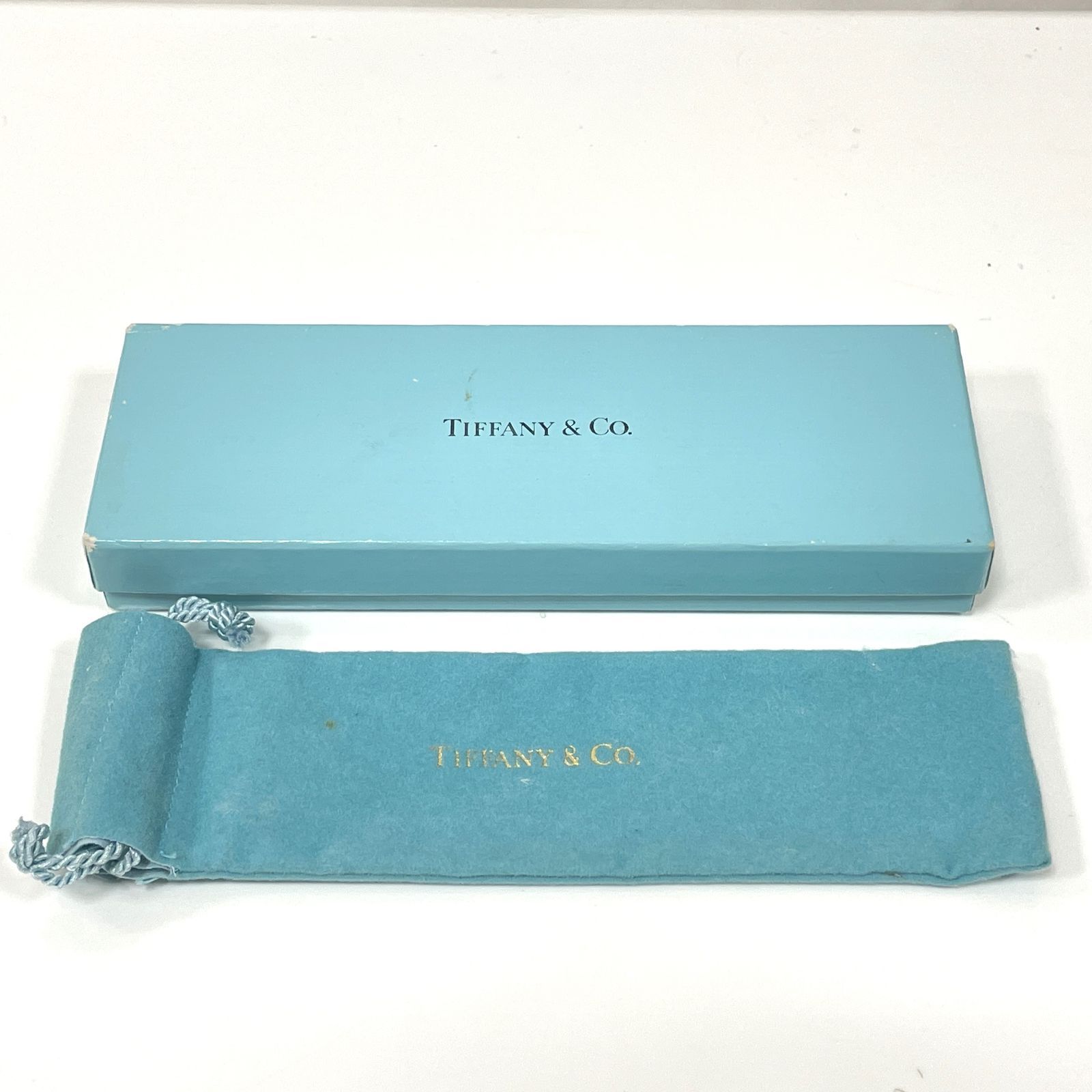 TIFFANY＆Co. ティファニー Tクリップボールペン 青インク 保存袋・箱付き 筆記具 中古 005001