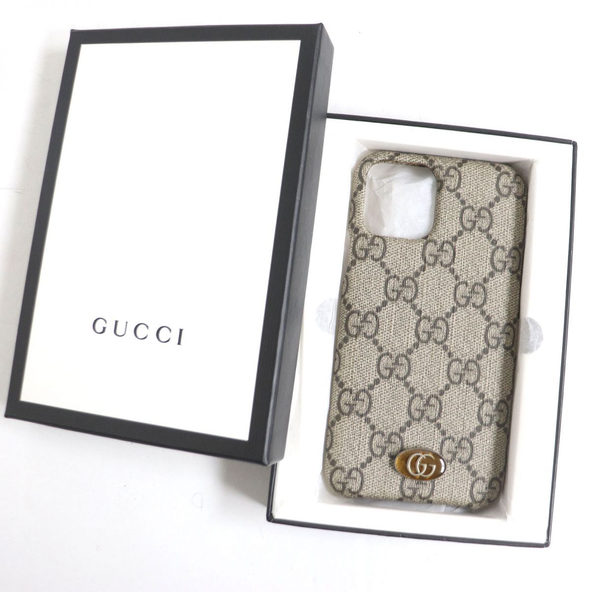 未使用品□GUCCI/グッチ 623093 GGスプリーム 総柄 ロゴ金具 iPhone 11