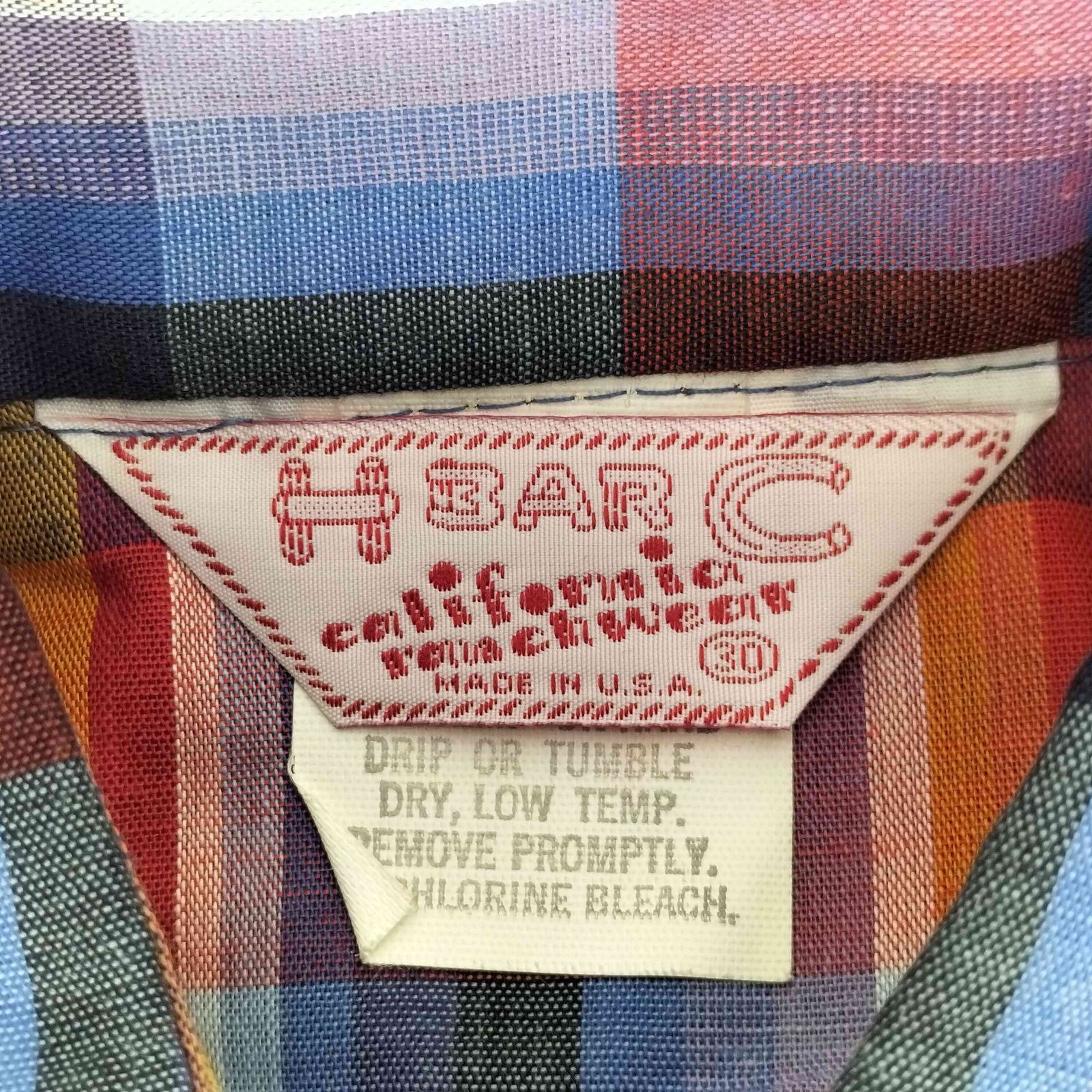 H BAR C(エイチバーシー) デッドストック 三角タグ カラフルチェックフリルカラーリボンシャツ レデ 中古 古着 0845 エイチバーシー H BAR C デッドストック 三角タグ カラフル