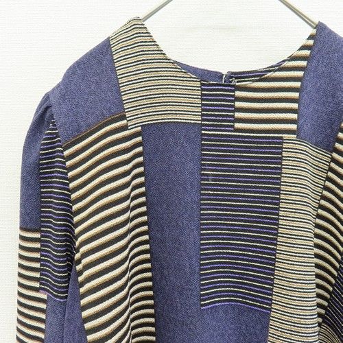 シセンドウ 詩仙堂 ヒトシタムラ ヴィンテージ カットソー プルオーバー 七分袖 ちりめん 総柄 x968967