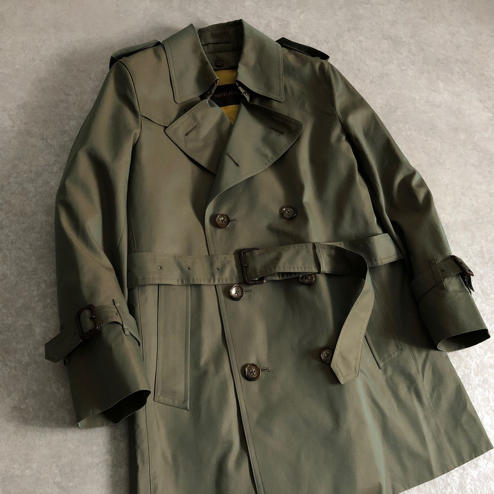 FLAT HEAD トレンチコート 極美品 定価11万 THE FLAT HEAD 玉虫色 トレンチ コート ミドル