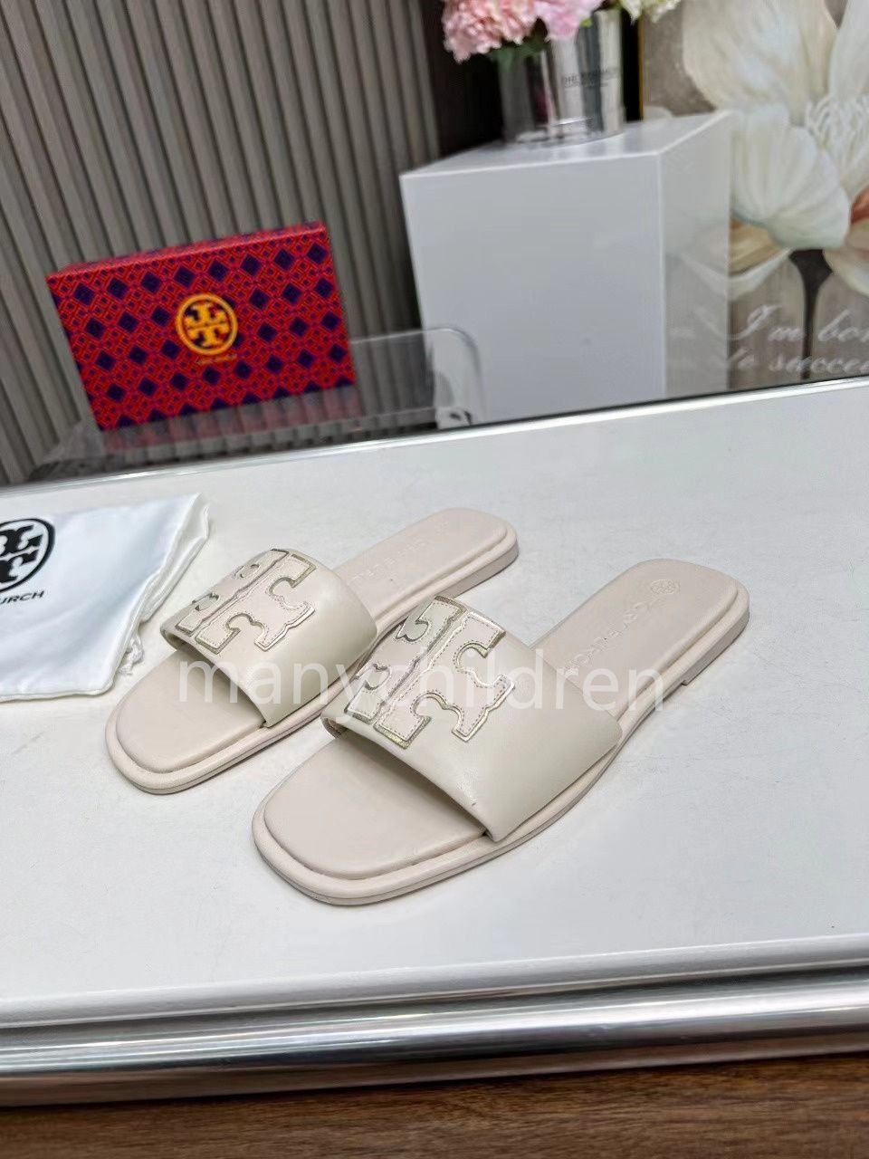 新品 トリーバーチ TORY BURCH   ダブルTスポーツスライド レディースサンダル ホワイト