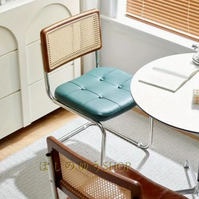 椅子 チェア 一人掛け クッション レトロ レザー張り ラタンブラック