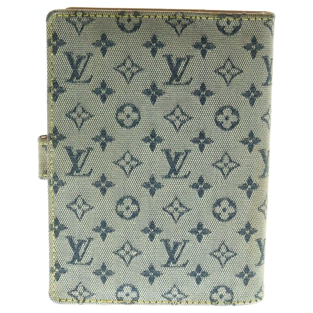 LOUIS VUITTON ルイヴィトン モノグラム ミニ アジェンダPM ブックカバー 手帳カバー バインダー ノート デニムブルー ゴールド金具 R 20910