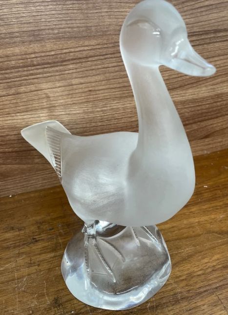 フランスラリッククリスタルラージダックアヒル置物オブジェ美品