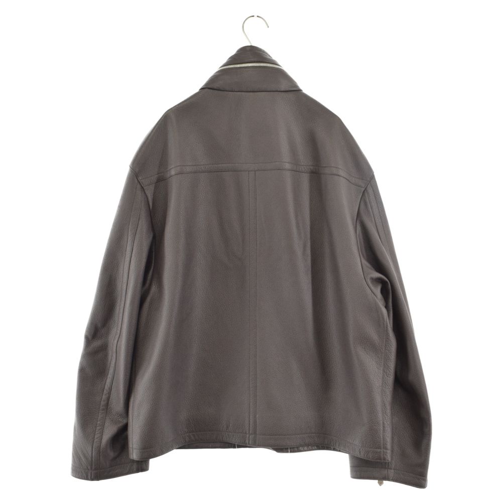 エルメス　ダークブラウン レザー ジャケット HERMES - 定価260万 顧客完売 エルメス レザージャケット 46
