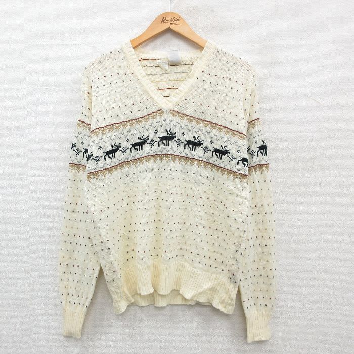 M/古着 ケニントン 長袖 ノルディック セーター メンズ 70s バーズアイ 