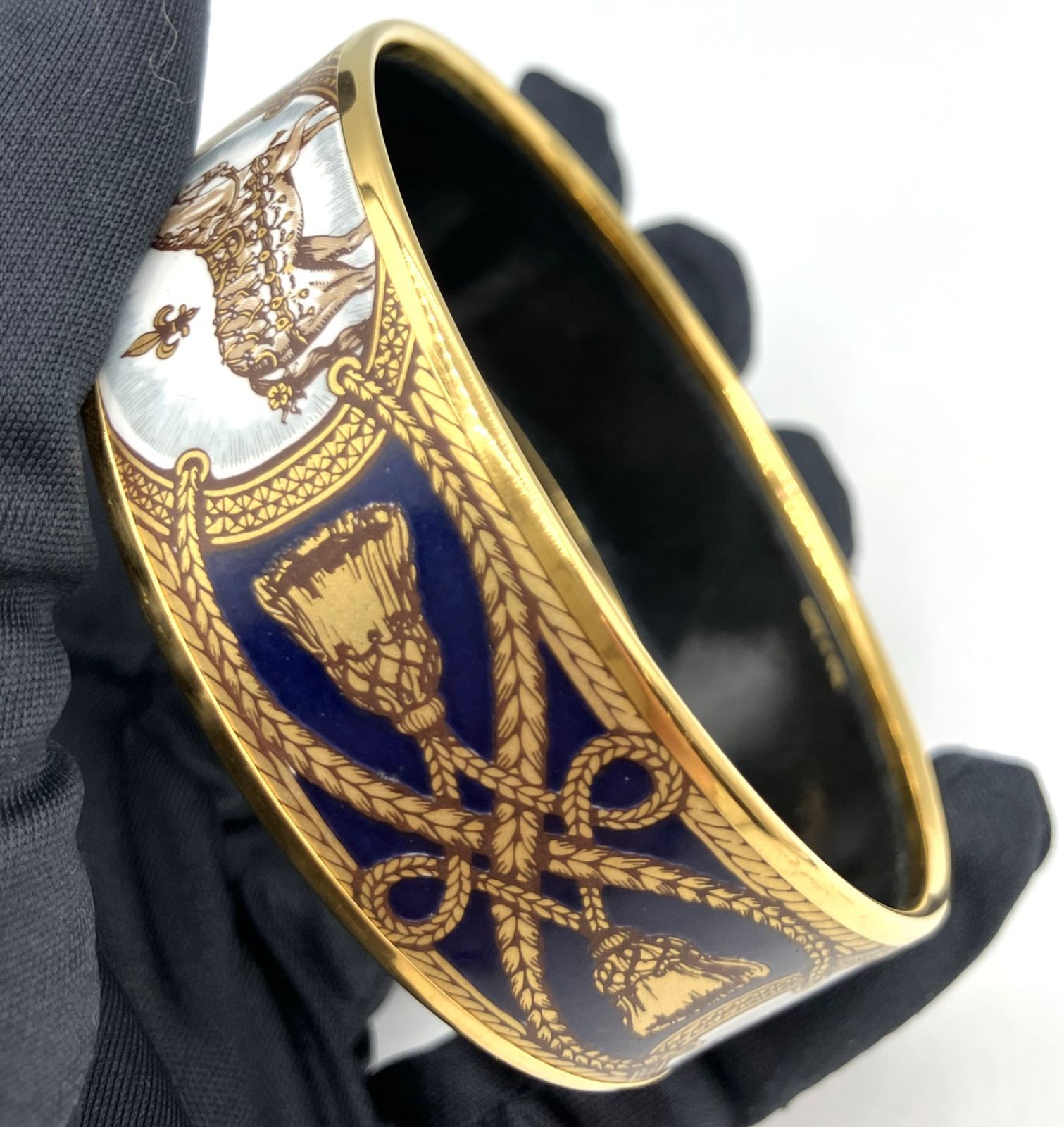 鑑定済み】正規品 エルメス HERMES エマイユ GM バングル 馬 ホース 