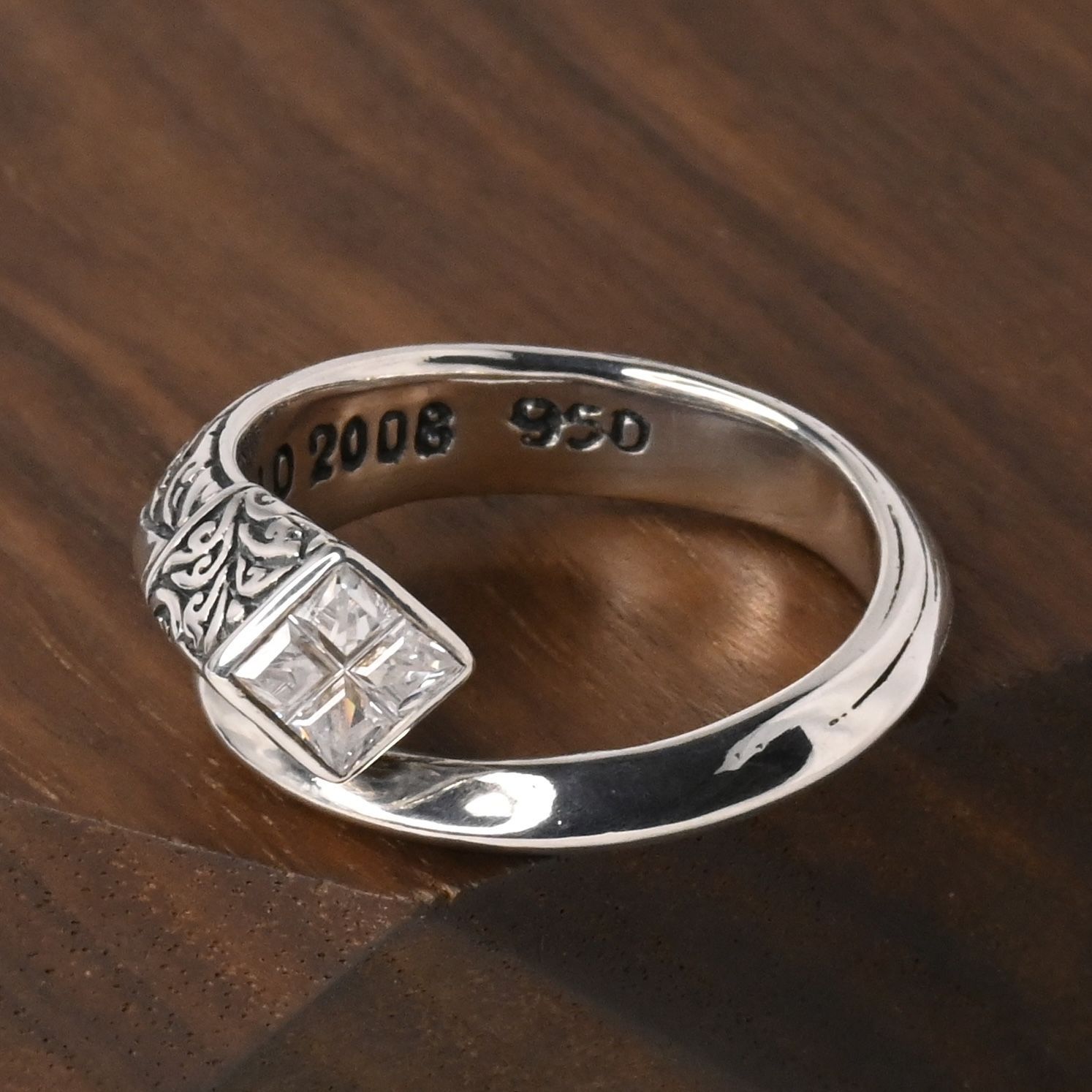 研磨済】ZOCALO Ivy Spiral Ring Square : White CZ 17号 シルバー925