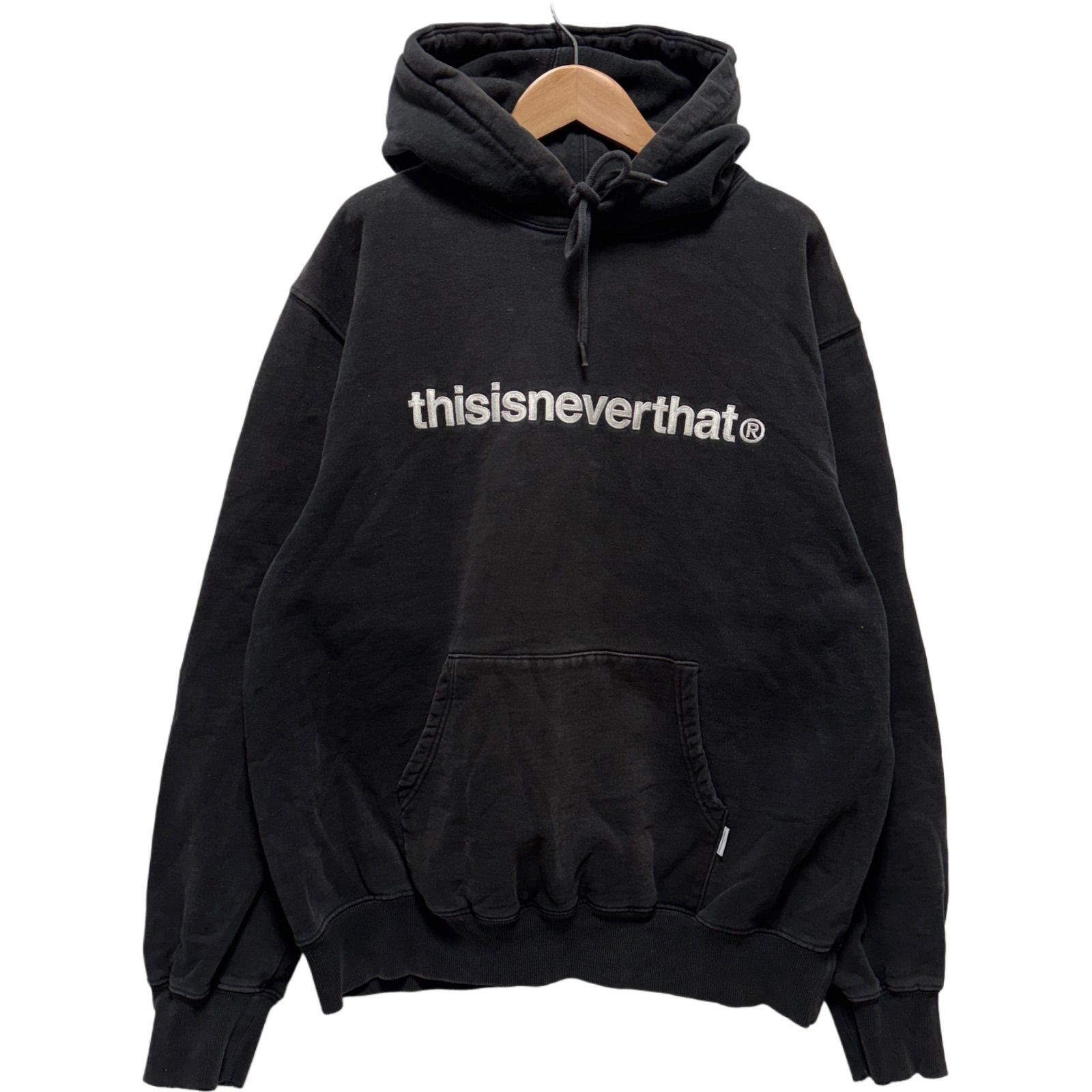 美品 美品 Thisisneverthat 刺繍ロゴ パーカー ネイビー L