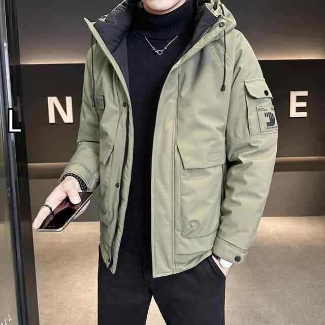 L 秋冬 コーデ メンズ 服 シンプル ファッション オシャレ 大人 かっこいい 大きいサイズ ストリート 紳士服 ダウンジャケット カジュアル ワイド シルエット フード付き 厚手