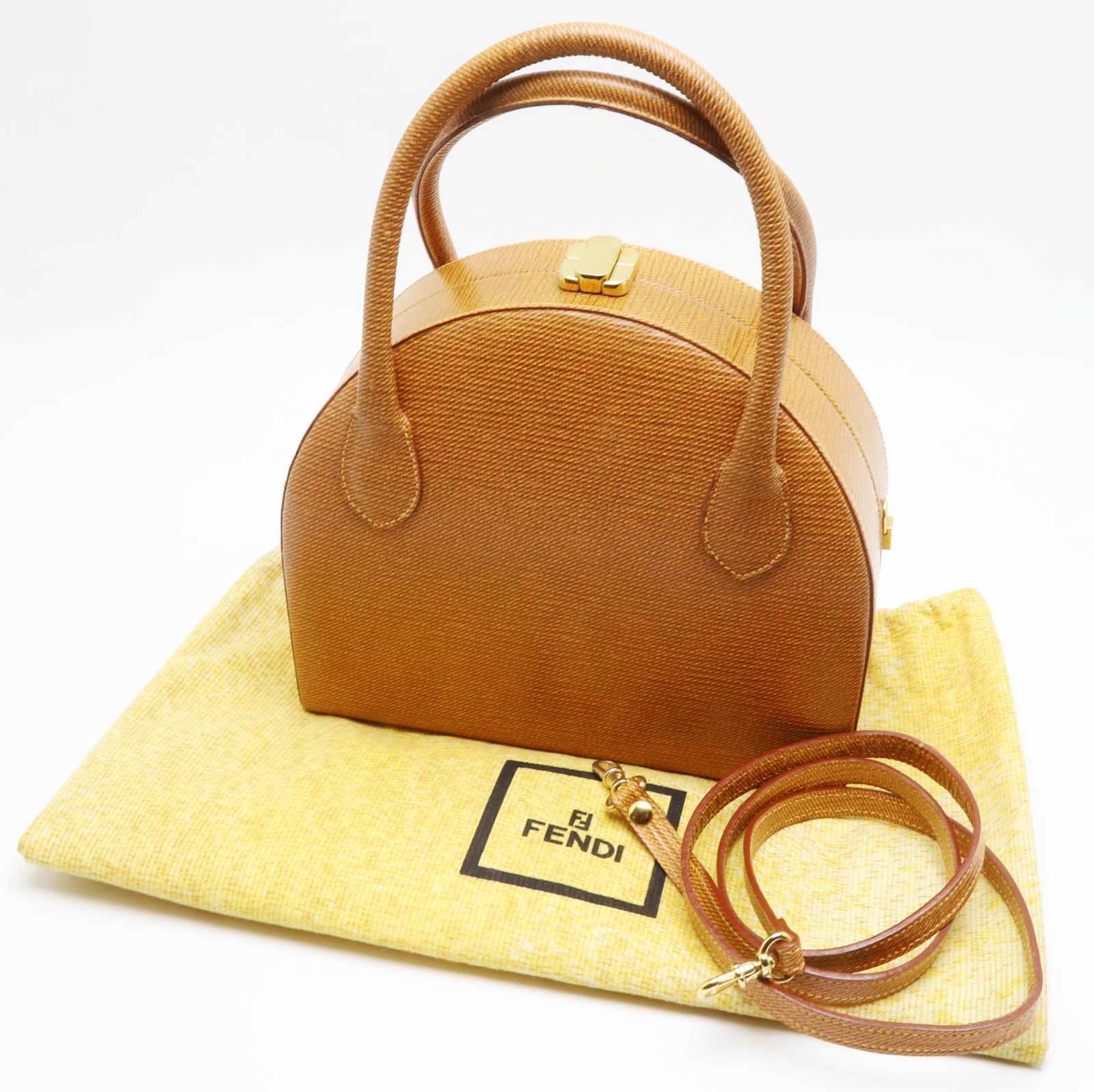 FENDI 販売 フェンディ バニティ ハンドバッグ ズッカ柄 ゴールド金具