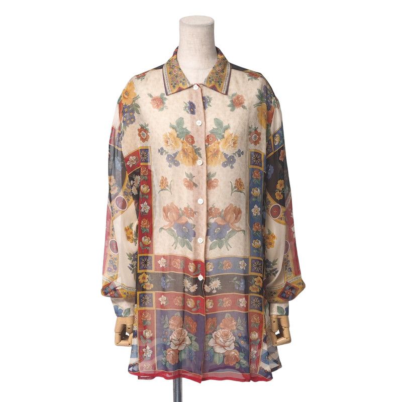 メーカー直売所 ETRO エトロ 花柄 シースルー サイズ44 長袖シャツ ヴィンテージ シャツ+ブラウス(長袖+七分)