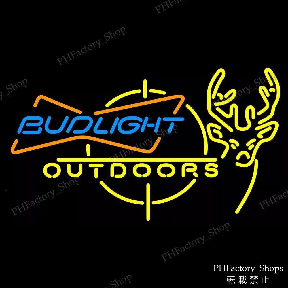 ネオンサイン (Bud Light Outdoors Deer) 鹿 ビール ネオン管