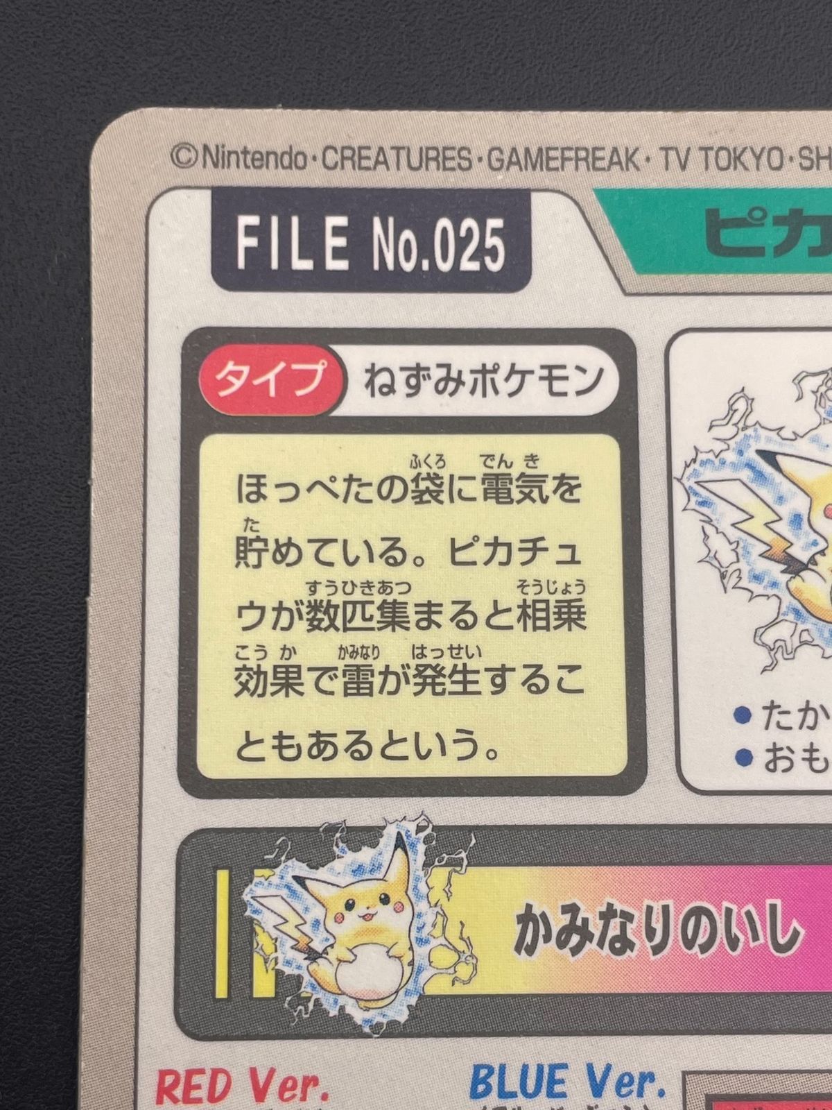 【中古品】 ピカチュウ FILE No.025 バンダイ　カードダス ポケモン カードダス ピカチュウ File No.025 ポケモンカード