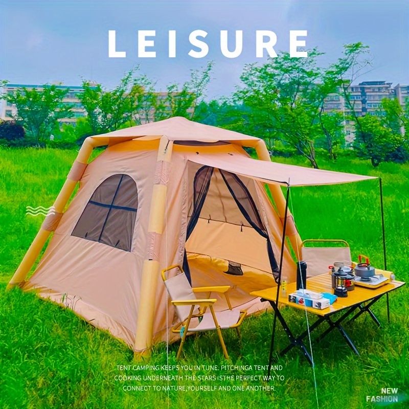 新着商品 厚手の防水オックスフォードクロステントポータブルな屋外キャンプインフレータブルテントグループピクニックや自転車旅行に適しています雨や日焼け防止のための速開式の厚いインフレータブルテント屋外折りたたみ式キャンプテントポータブルなピクニック