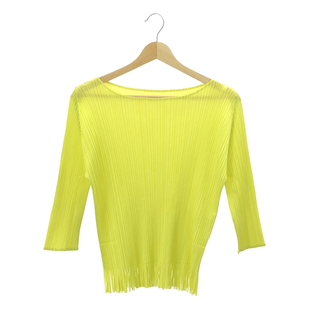 ISSEY MIYAKE イエロー プリーツ長袖トップス PLEATS PLEASE ISSEY MIYAKE / プリーツプリーズイッセイミヤケ