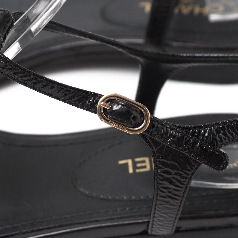 【履きやすいトングタイプ♪】CHANEL サンダル CCロゴ ブラック CHANEL シャネル サンダル サイズ35C トングサンダル アンクル