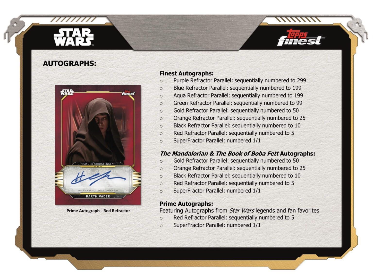 新品 未開封】 2022 Star Wars Topps Finest Hobby Factory