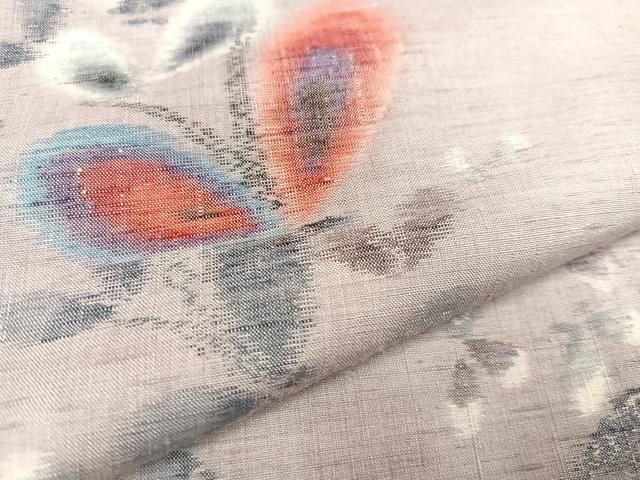 平和屋着物○小千谷紬 雪輪草花文 正絹 逸品 CAAV6668vf