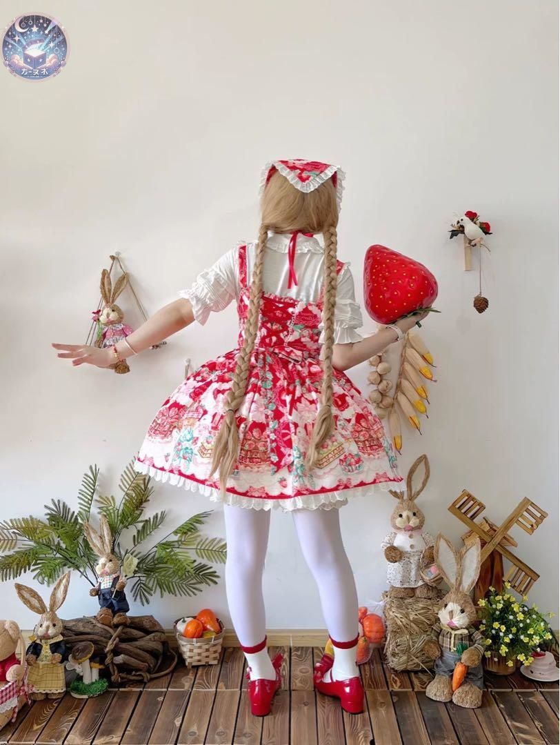 ♥ 可愛いスイーツ柄ロリータジャンパースカート♪お出かけや女子会にオススメ