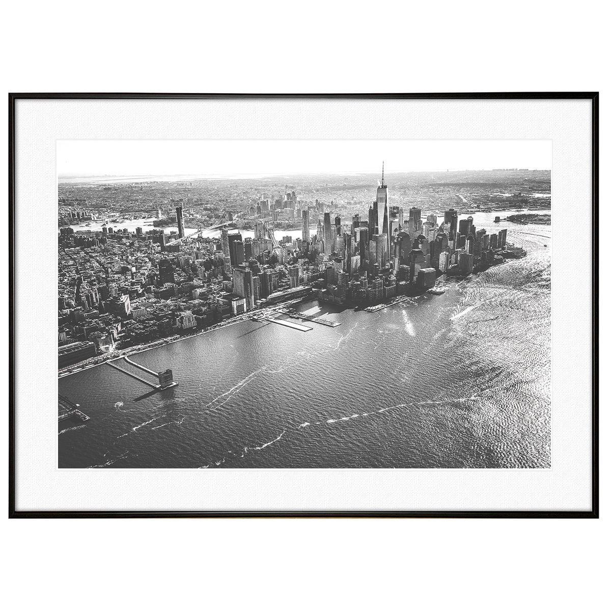 アメリカ写真 空からのニューヨーク マンハッタン インテリア モノクロ