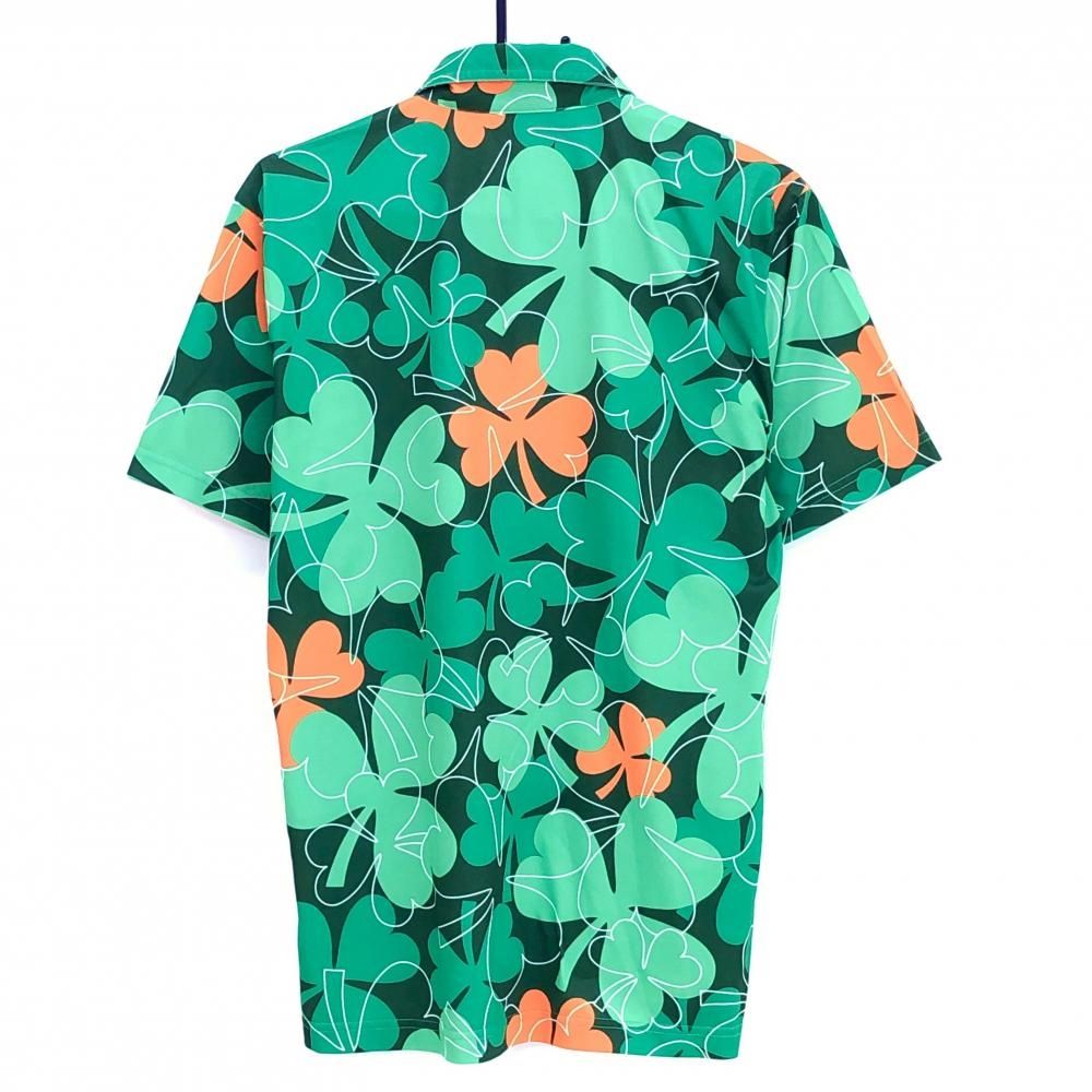 Loudmouth - 【美品】ラウドマウス 半袖ポロシャツ グリーン×オレンジ クローバー総柄 ラッキーオレンジ メンズ L ゴルフウェア LOUDMOUTH LOUDMOUTH 【美品】ラウドマウス 半袖ポロシャツ グリーン