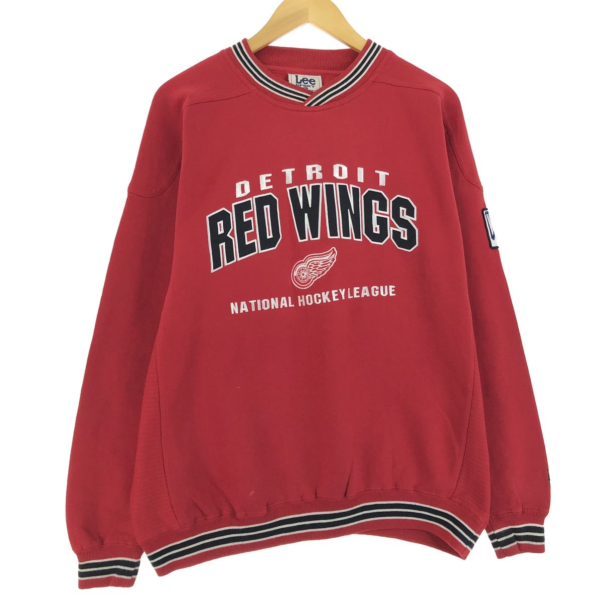 古着 90~00年代 リー Lee NHL  DETROIT RED WINGS デトロイトレッドウィングズ リバースウィーブタイプ Vネックスウェット/eaa429490