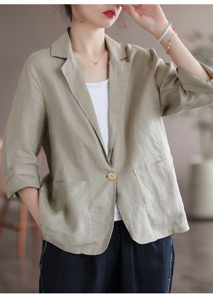 M　7分袖 サマーテーラードジャケット ホワイト 綿麻混 春夏アウター 羽織り M 7分袖 サマーテーラードジャケット ホワイト 綿麻混 春夏アウター