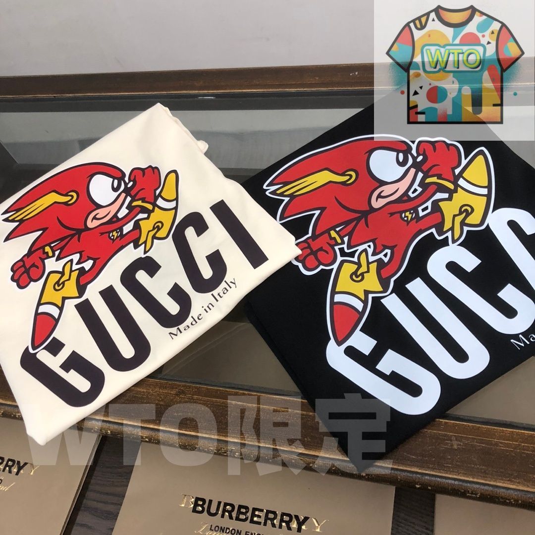 GUCCI 春夏カップルTシャツ ブラック ベージュ -WT0輸入