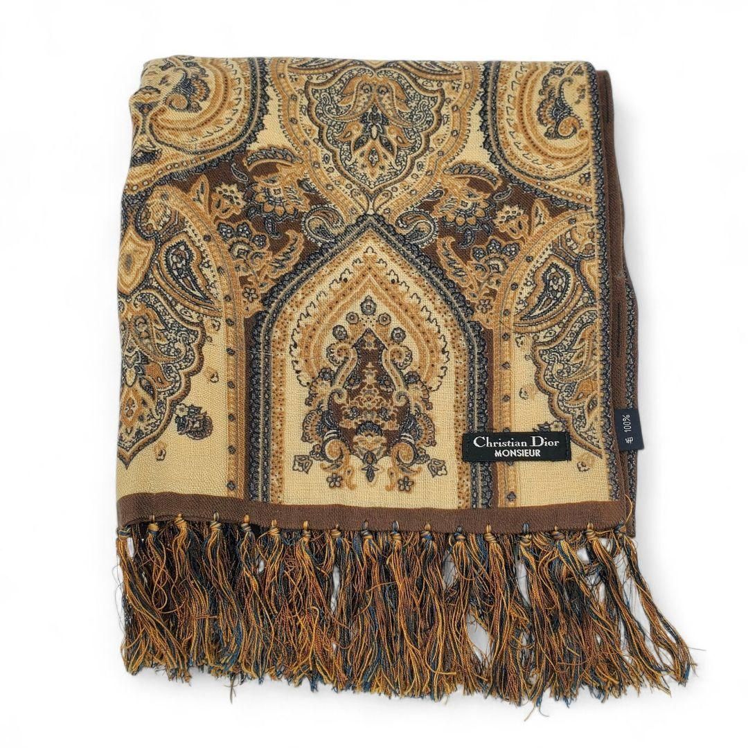 極美品 クリスチャンディオール ストール ペイズリー リバーシブル 極